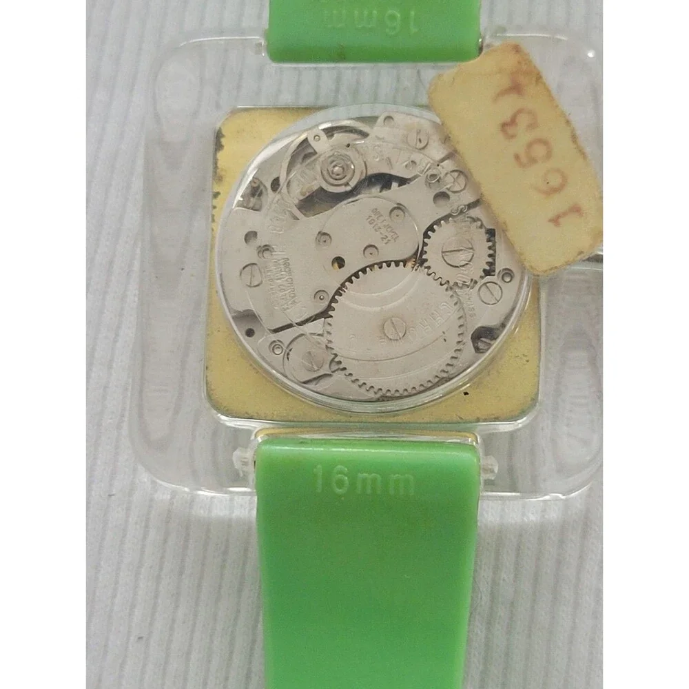 Swiss Original Swiss Branded and Made Vintage clear square watch Green